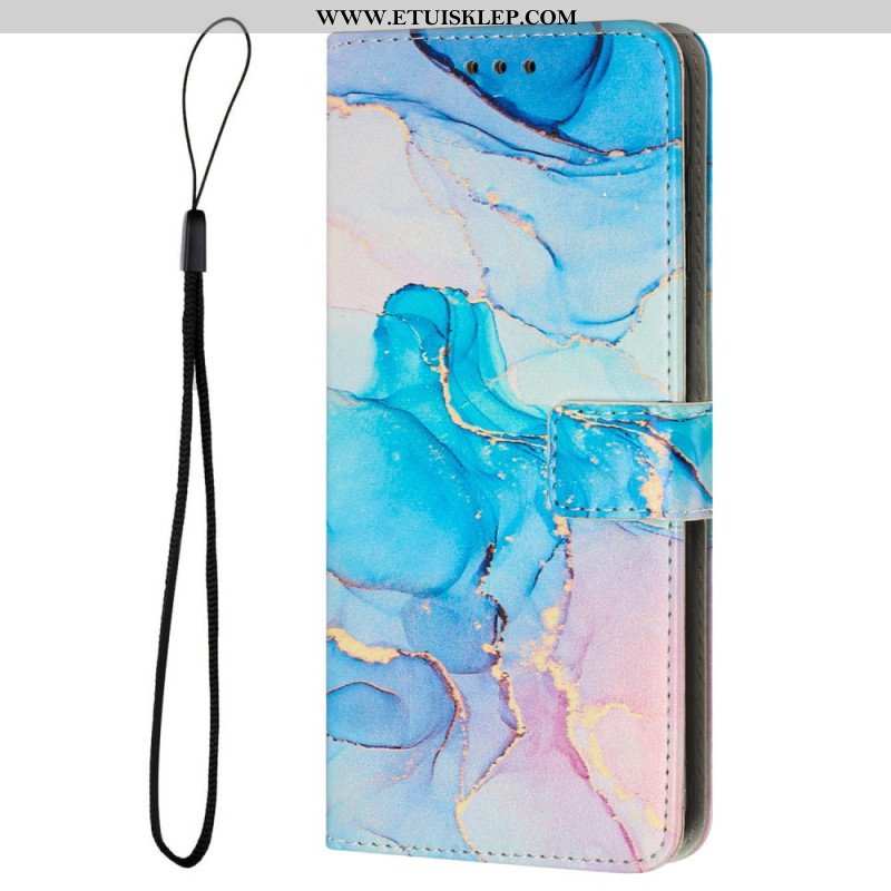 Etui Folio do Samsung Galaxy M13 Marmur Ze Smyczą